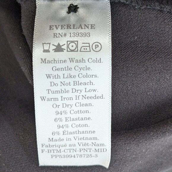 Everlane Women's The Side-Zip Stretch Cotton Pant Size 2 in Black - Picture 10 of 10